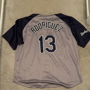 Alex Rodrigues Yankees Alternate Gray XL Nike Stitched Jersey Navy Blue Sleeves